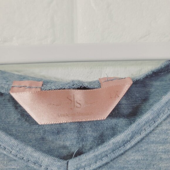 SJS Women's Love Print Sleeveless Summer Hoodie Top V-Neck Blue Size 1X - Picture 3 of 5